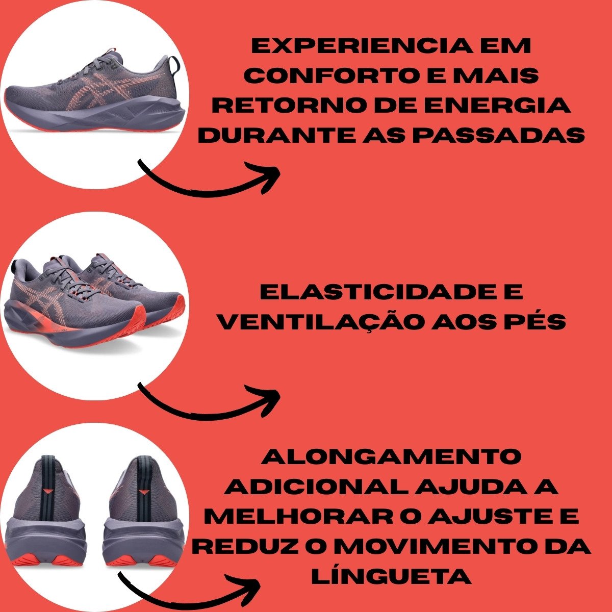 Tênis Masculino Novablast 5 Coral Asics - Roxo - KellesNet