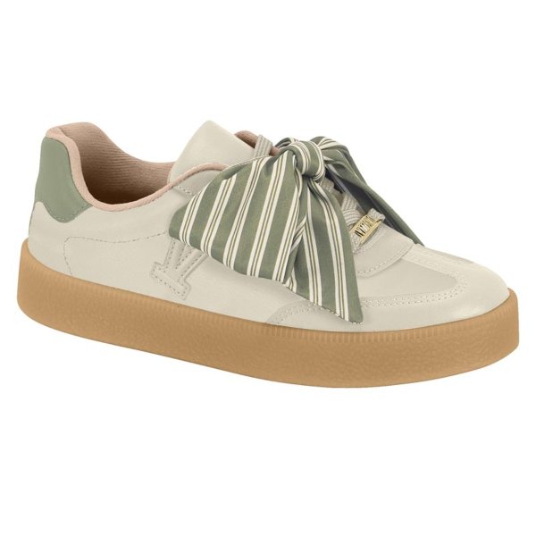 Tênis Feminino Moda Casual Laço Vizzano Branco/Verde KellesNet