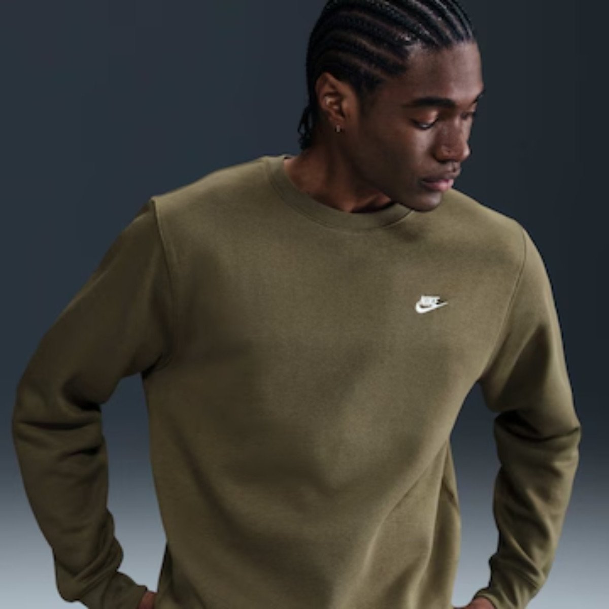 Blusão Nike Club Crew Masculino - Verde Musgo - KellesNet