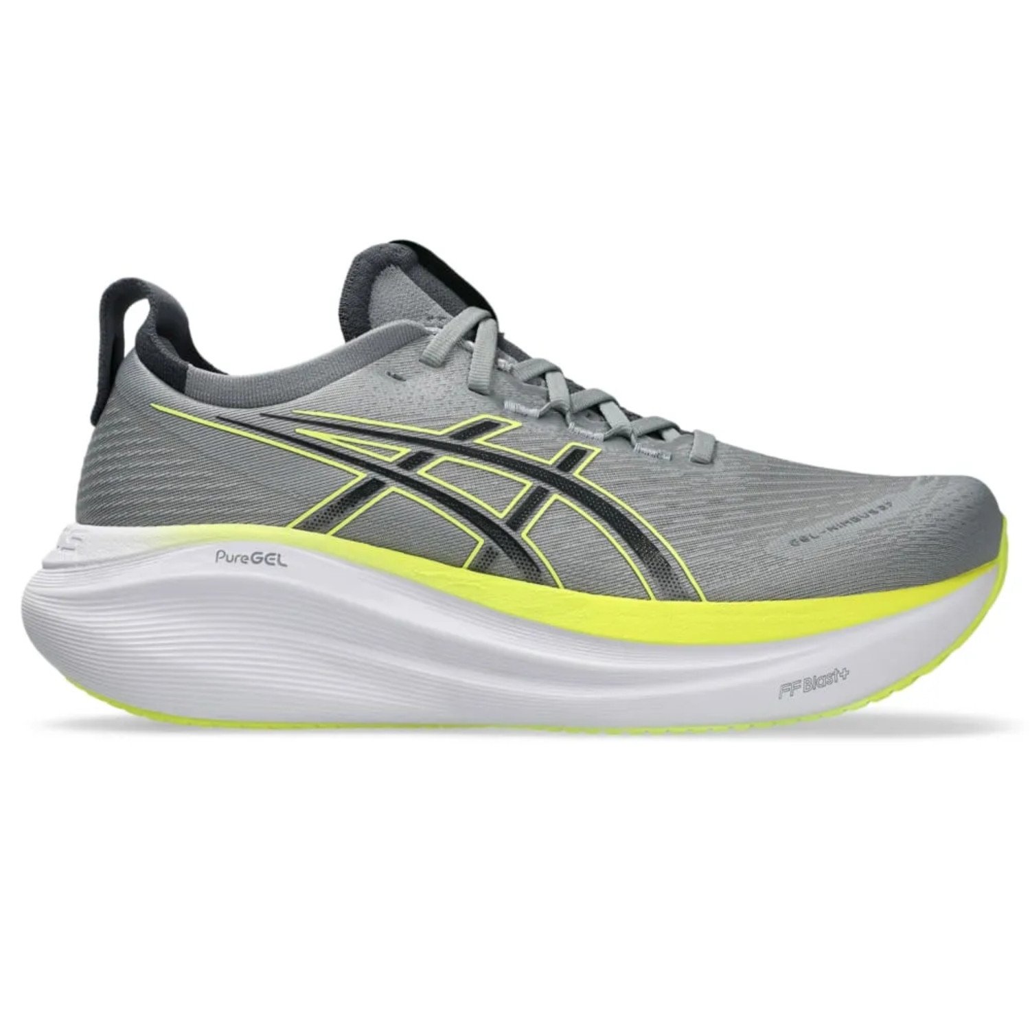Tênis Masculino Gel Nimbus 27 Corrida Asics - Cinza Claro/Amarelo